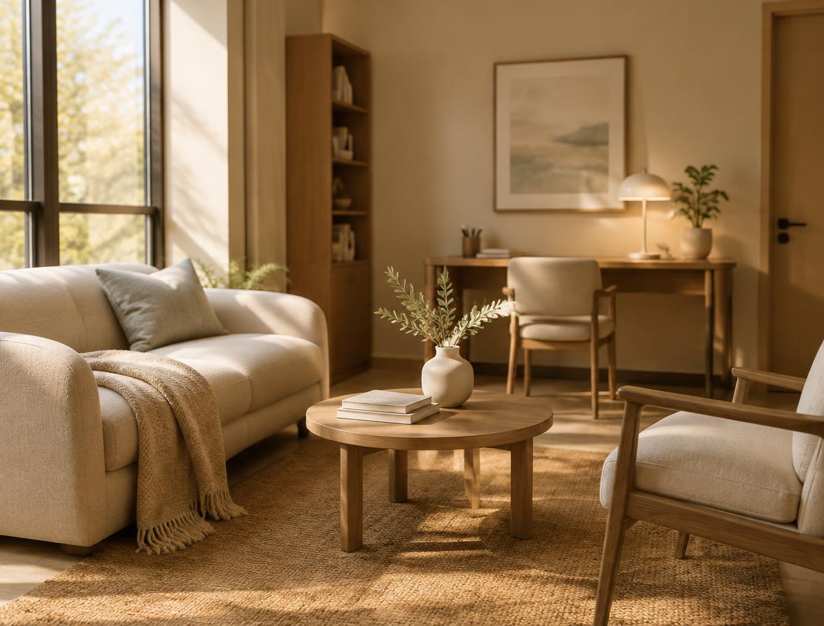 Cozy, warmly lit clinic interior